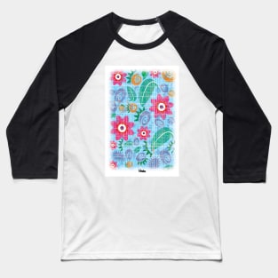 Blue Floral Swatch Baseball T-Shirt